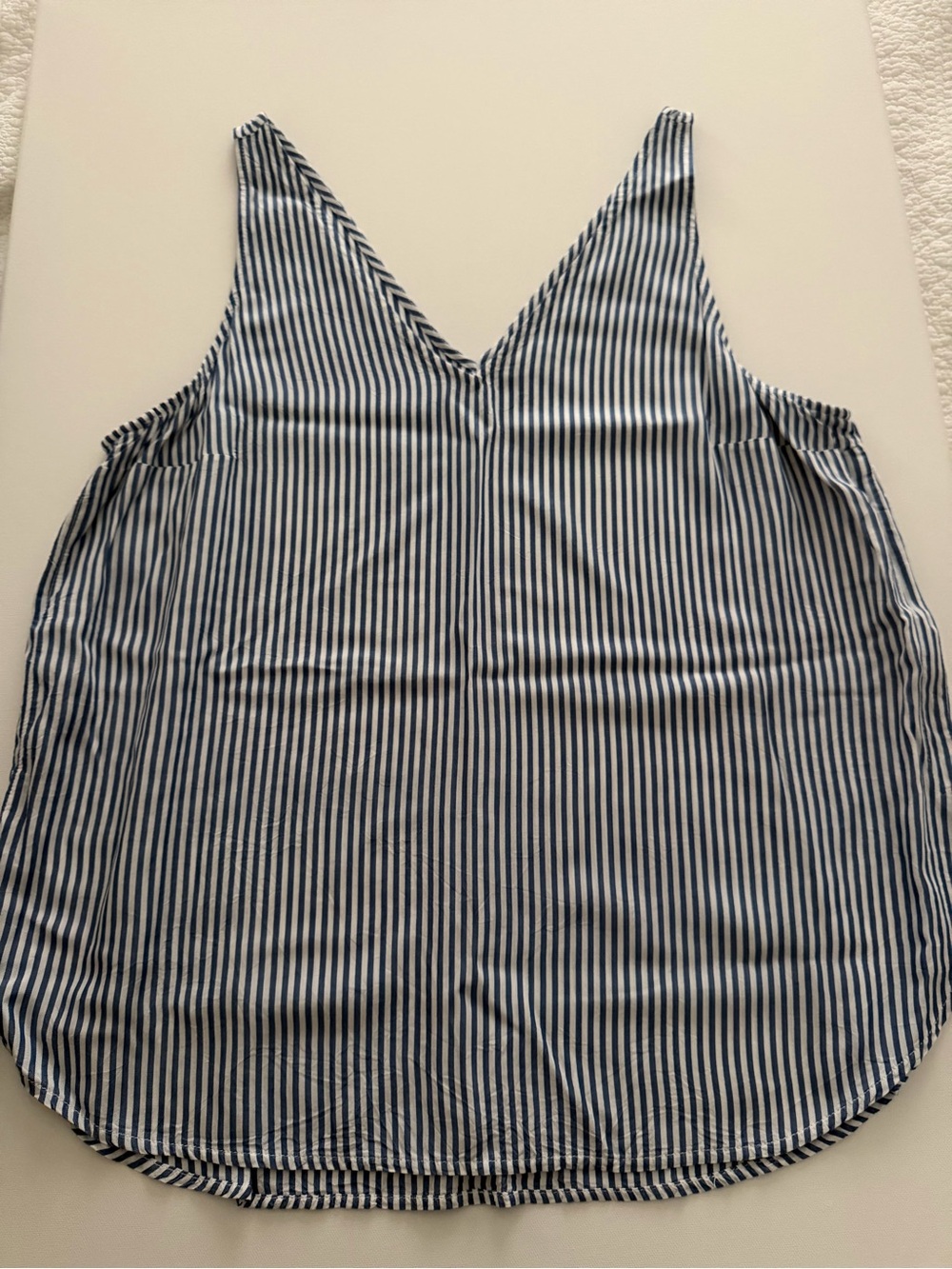 Old Navy Blue and White Vertical Stripe V-Neck Cami